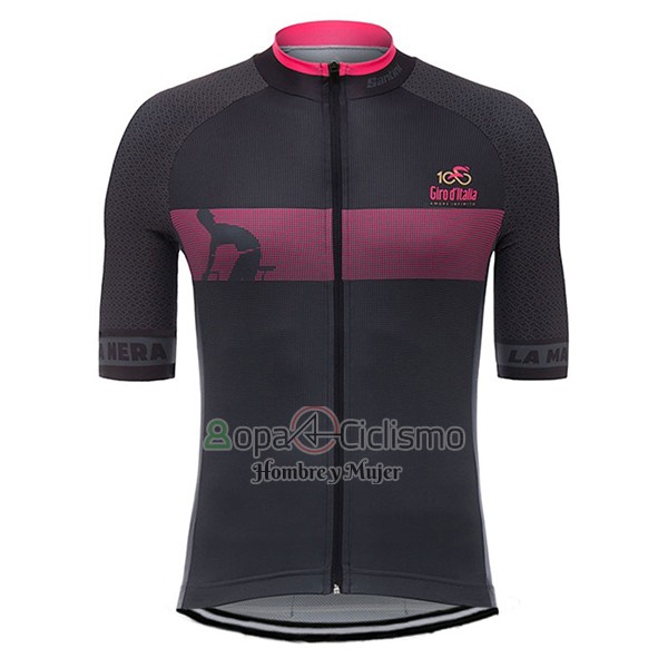Giro d'Italia Ropa Ciclismo Culotte Corto 2017 Hombre Mangas Cortas Negro